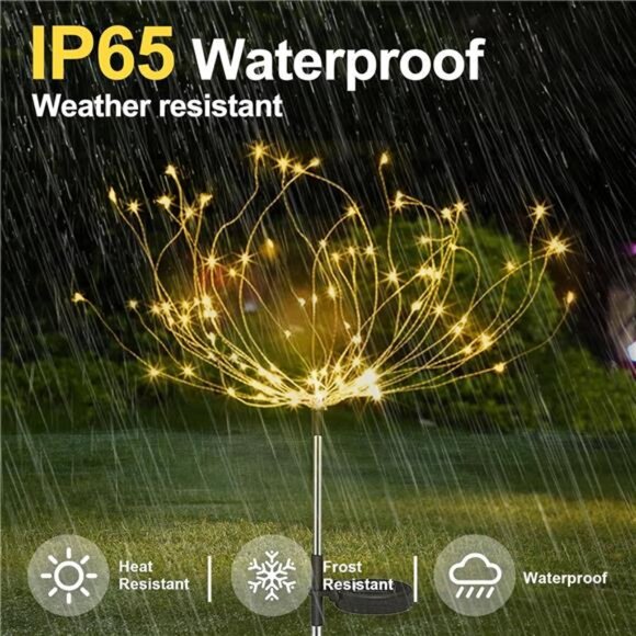 Solar Garden Firework Lights Decor Waterproof 2 Pack,120 Led Solar Powered - Picture 5 of 7